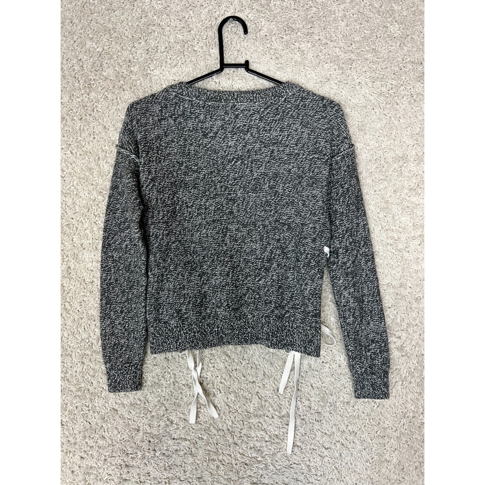Abercrombie & Fitch Sweater Womens XS Pullover Gray Lace Tie Sides Cozy Lounge - Picture 5 of 7